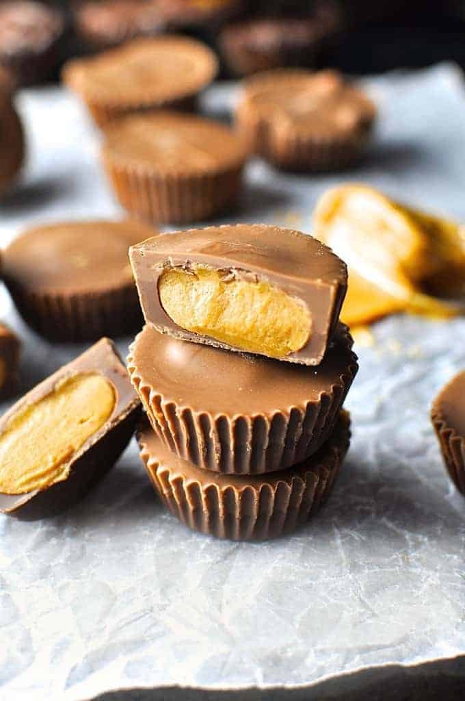 Closeup of homemade Reese's Peanut Butter Cups