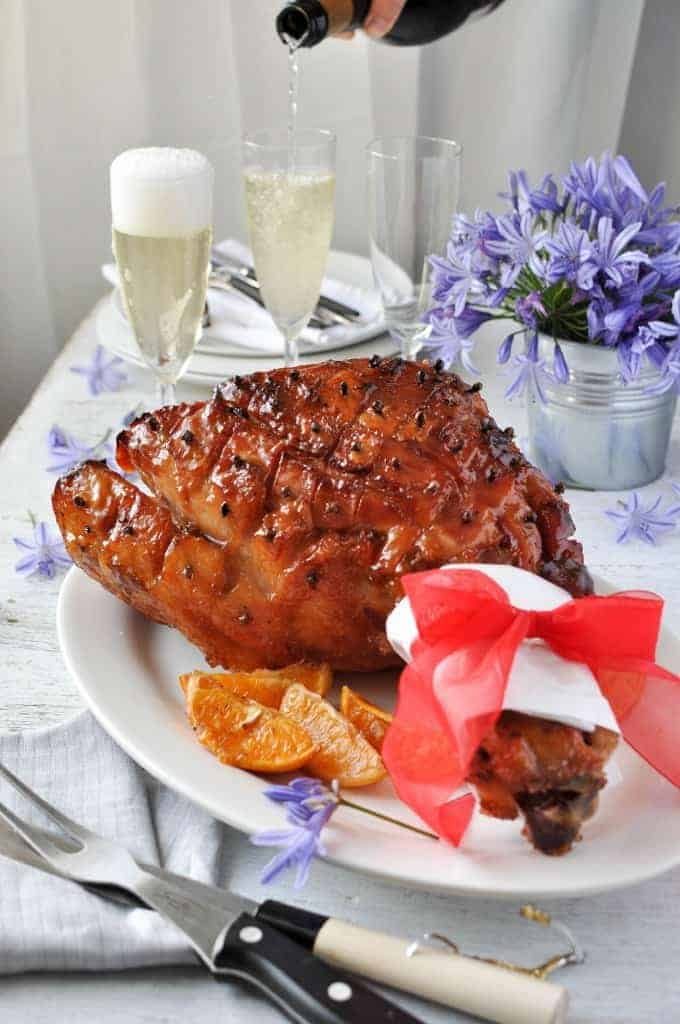 Easy Maple Sticky Glazed Ham - easy to make and looks impressive. The surface is really sticky and glossy.