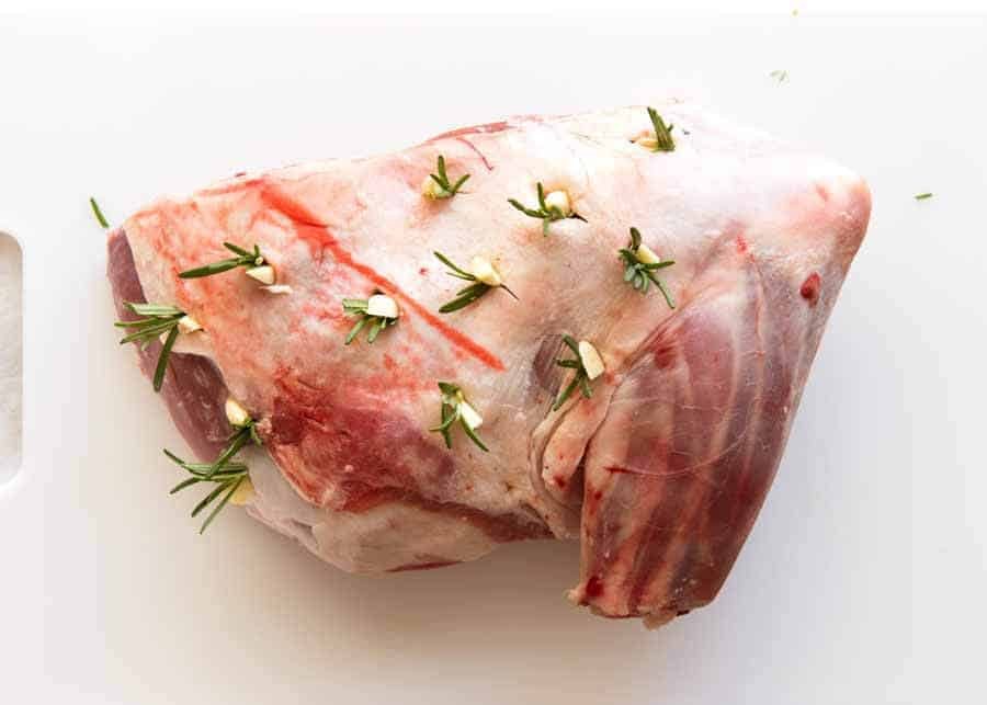 Photo of raw lamb shoulder, preparation of Slow Cooked Lamb Shoulder