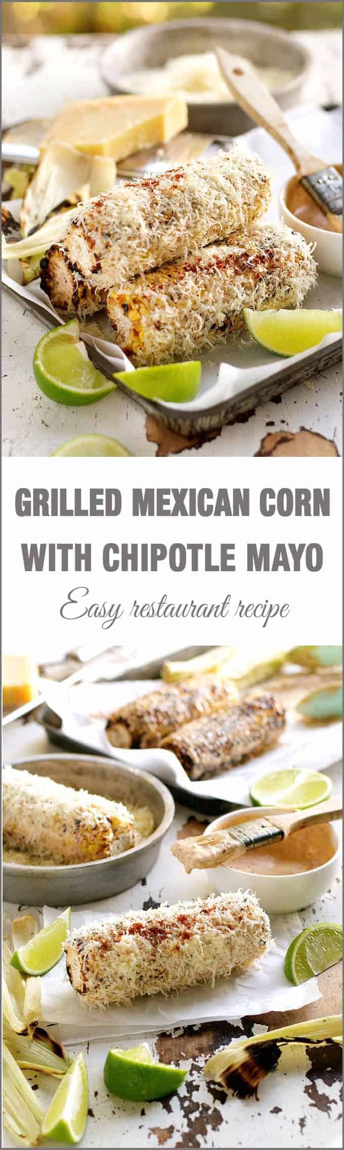 Grilled Corn with Chipotle Adobo Mayo (Restaurant Copycat) - this is the best corn I have ever had in my life. Grilling and stovetop instructions included.