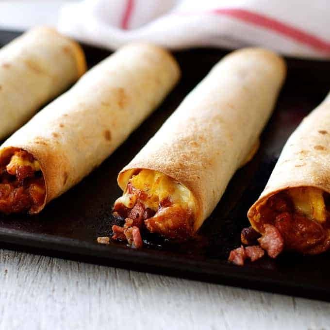 Bacon and Egg Breakfast Enchiladas from the oven