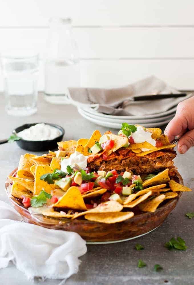 Serving Nachos Pie