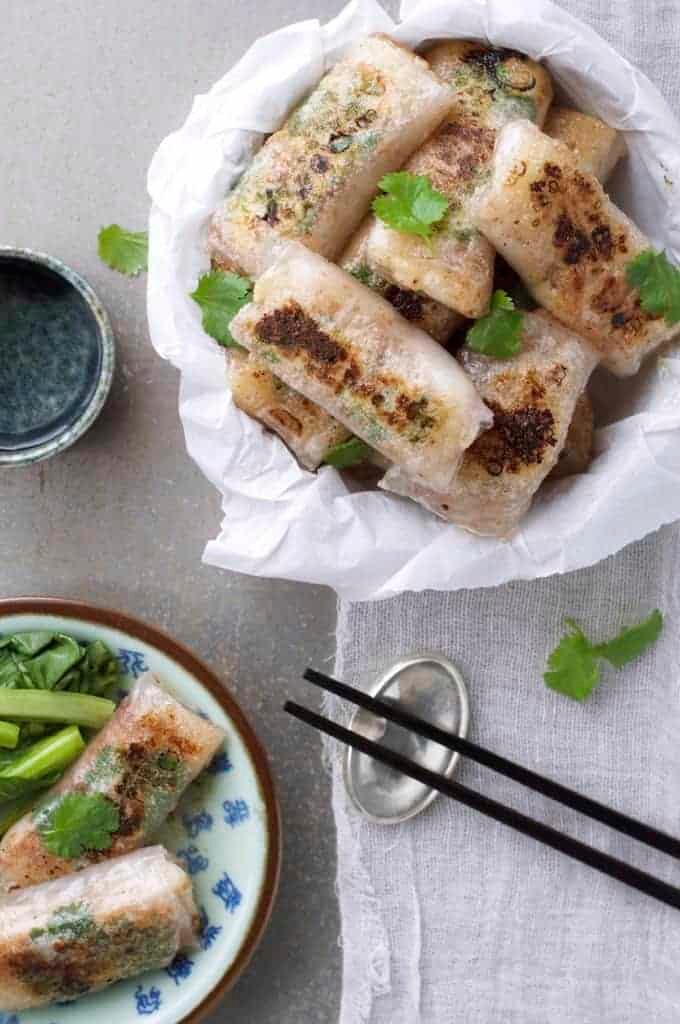 Crispy Chinese Rice Paper Wrapped Fish with chopsticks