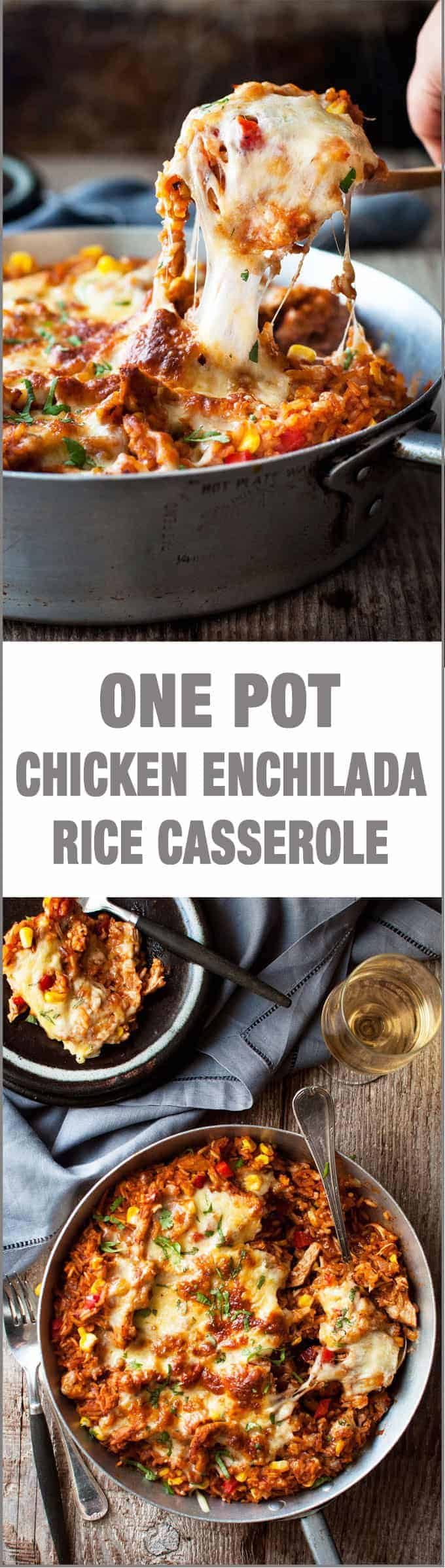 One Pot Chicken Enchilada Rice Casserole - the flavours of chicken enchilada, in a rice casserole, all made in ONE POT on the stove!