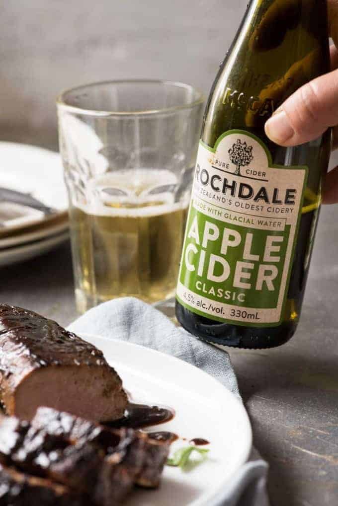 Closeup of apple cider bottle