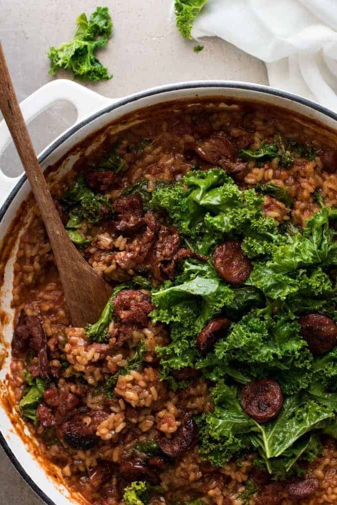 Chorizo Risotto with Kale - Chorizo is the key to the beautiful flavours in this risotto!
