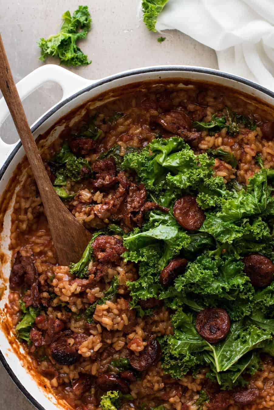 Chorizo Risotto with Kale - Chorizo is the key to the beautiful flavours in this risotto!
