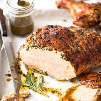 Garlic Herb Butter Roasted Turkey Breast with herb butter under the skin. Quick video tutorial provided. This is food so good, it will make you want to cry! recipetineats.com