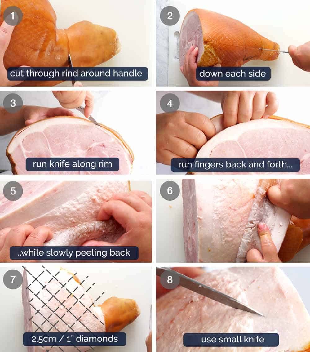 Glazed Ham - how to remove rind from ham