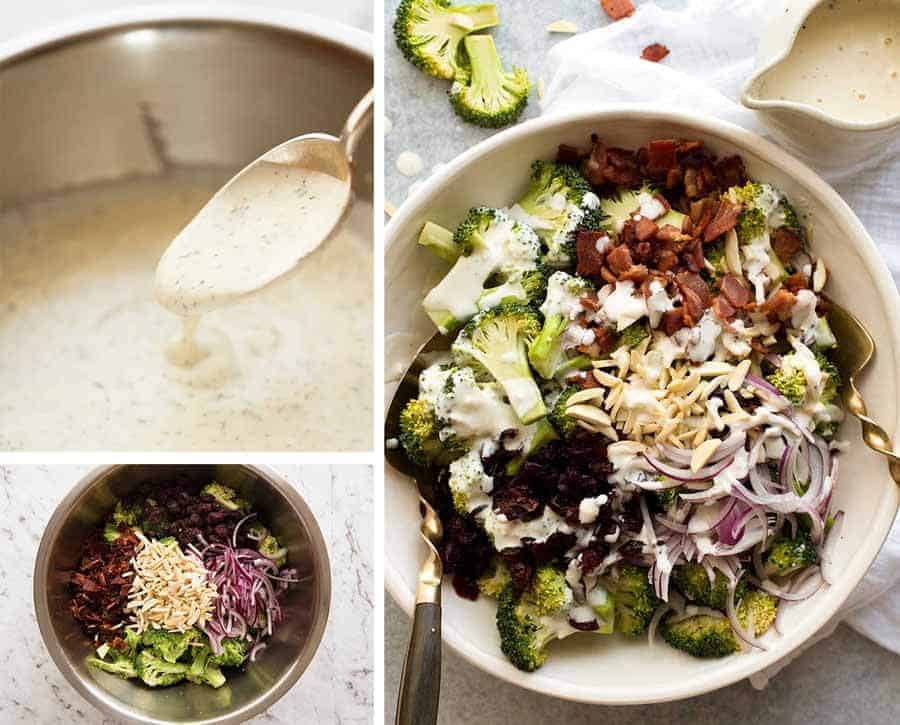 Preparation steps for Broccoli Salad with Lighter Creamy Dressing