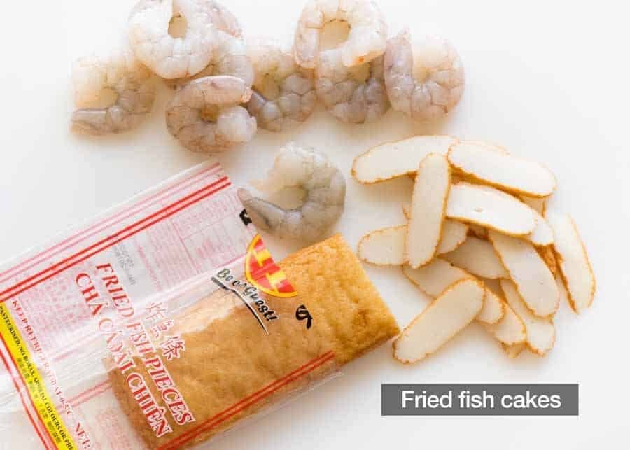 Shrimp Prawns and Fried Fish Cake for Char Kway Teow