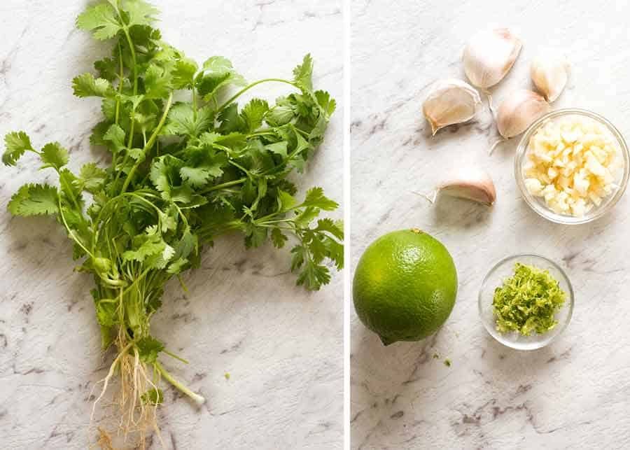 Coriander garlic and lime
