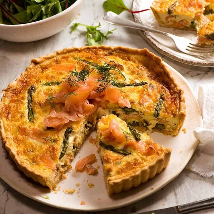 Salmon Quiche brunch with salad on the side