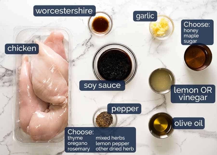 Ingredients for chicken marinade 