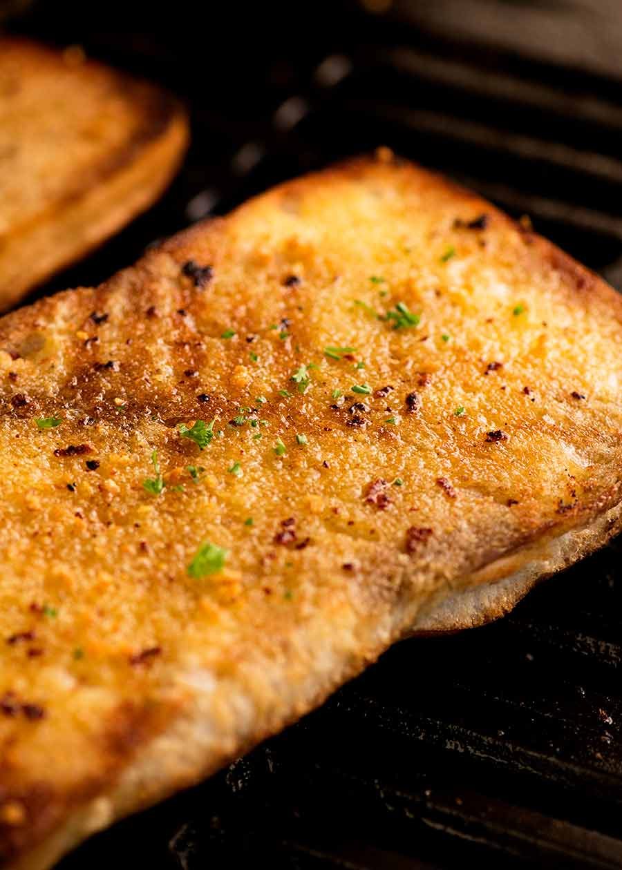 Garlic bread being grilled on BBQ