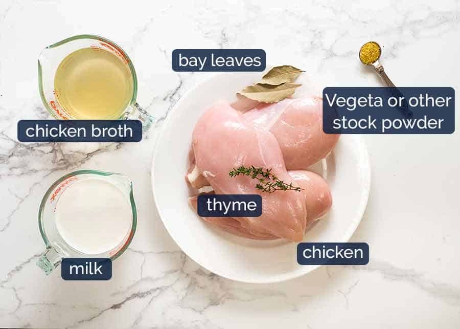 Poached chicken for Chicken Lasagna