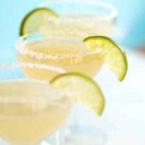 3 Margaritas with salt rim and lime slice