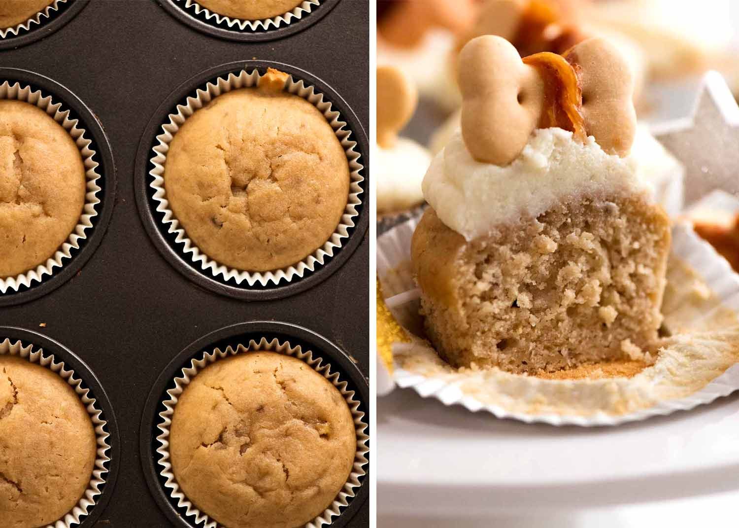 Showing moist, tender inside of Pupcakes