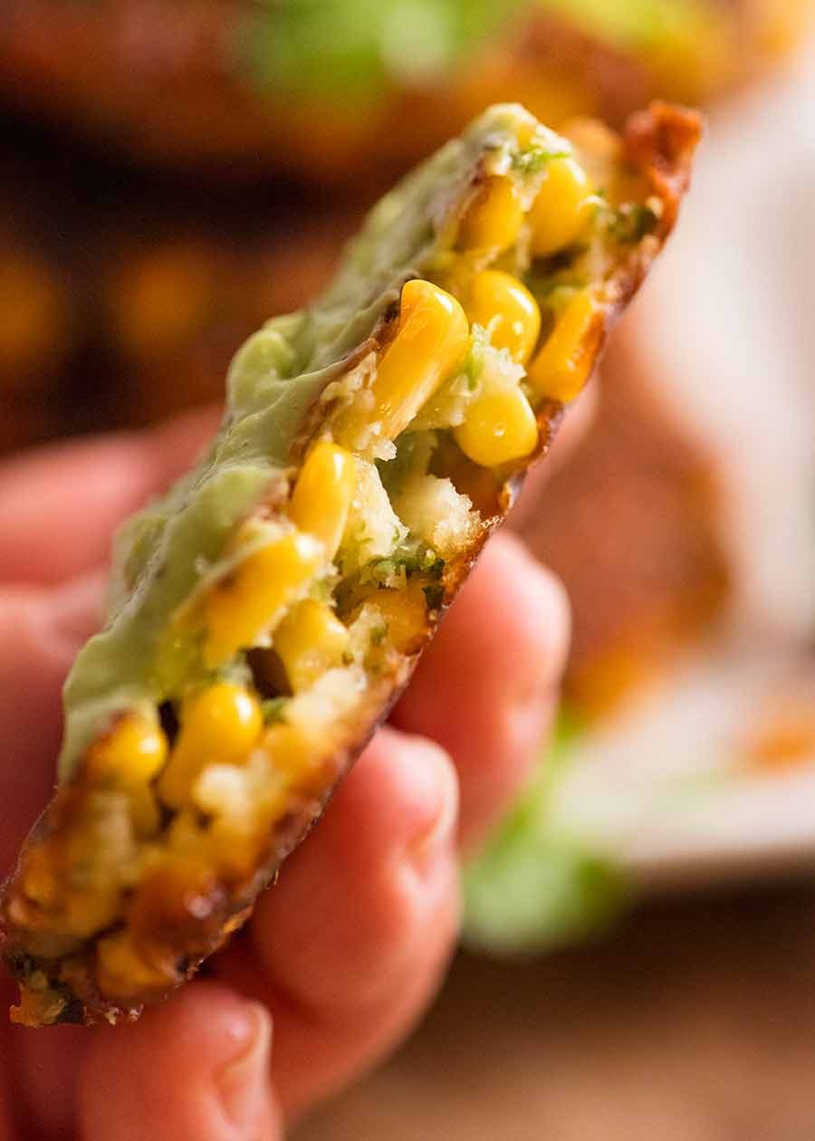 Showing the inside of Crispy Corn Fritters