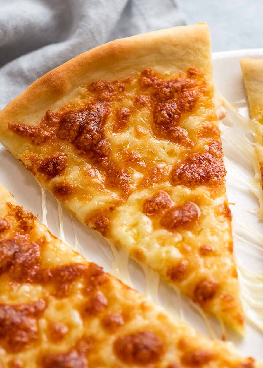 Close up of slice of no yeast Garlic Pizza
