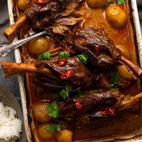 Slow Roasted Lamb Shanks in Massaman Curry