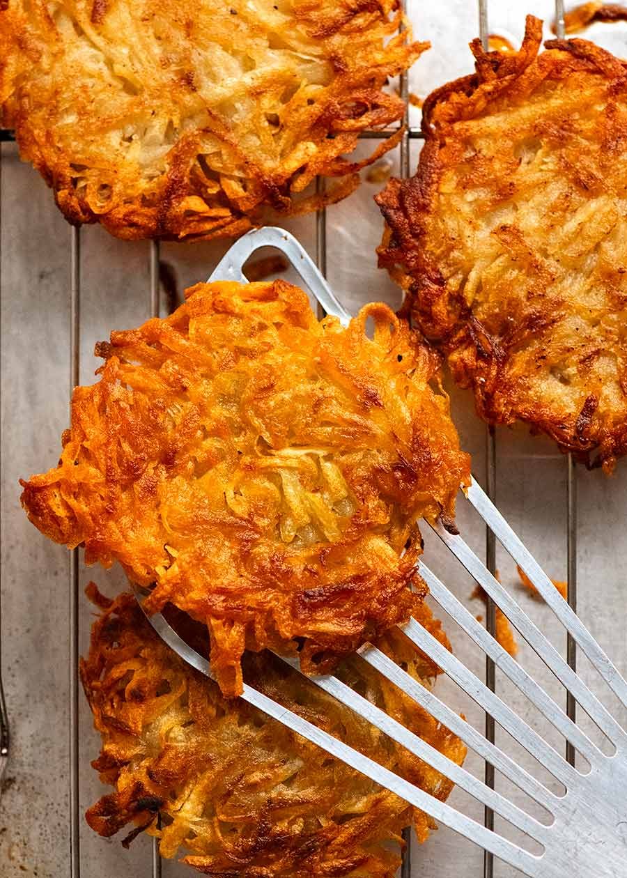 Overhead photo of freshly cooked Potato rosti 
