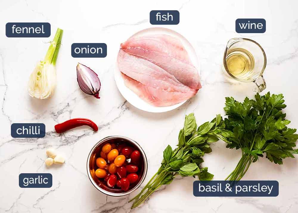 Ingredients in Acqua Pazza - Italian Poached Fish