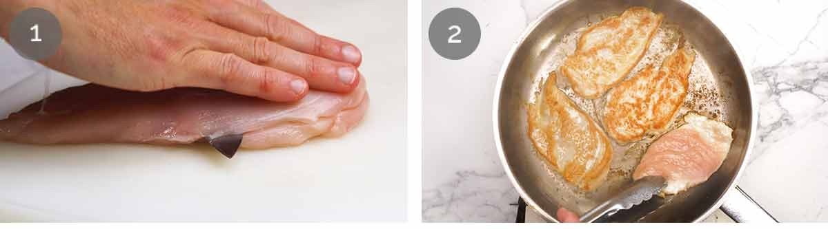 Chicken au poivre step photos