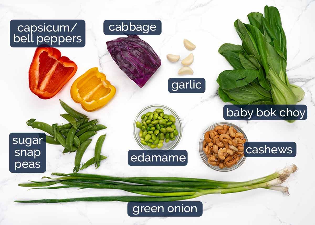 Ingredients for Rainbow Chicken Stir Fry