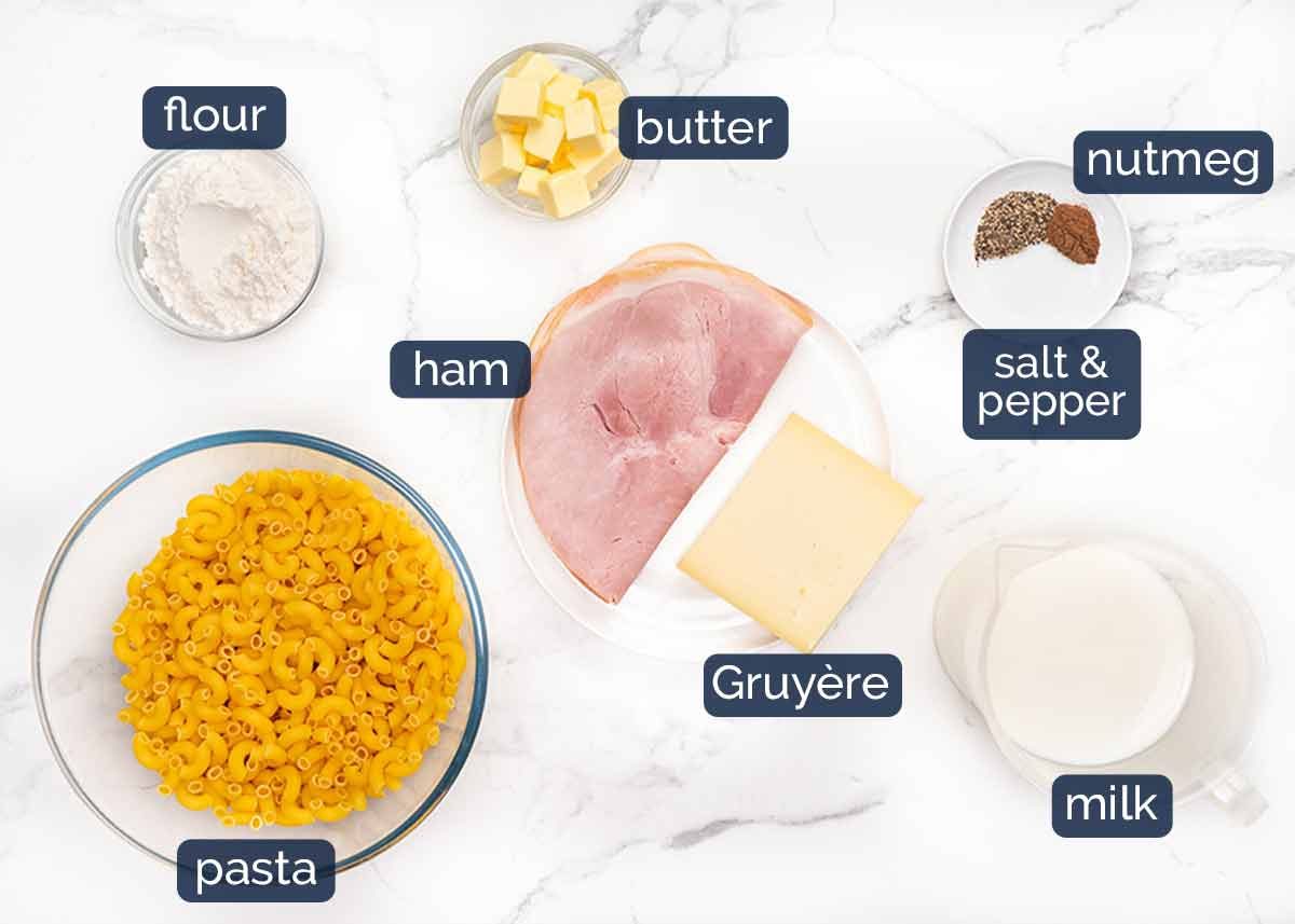 Coquillettes au jambon ingredients