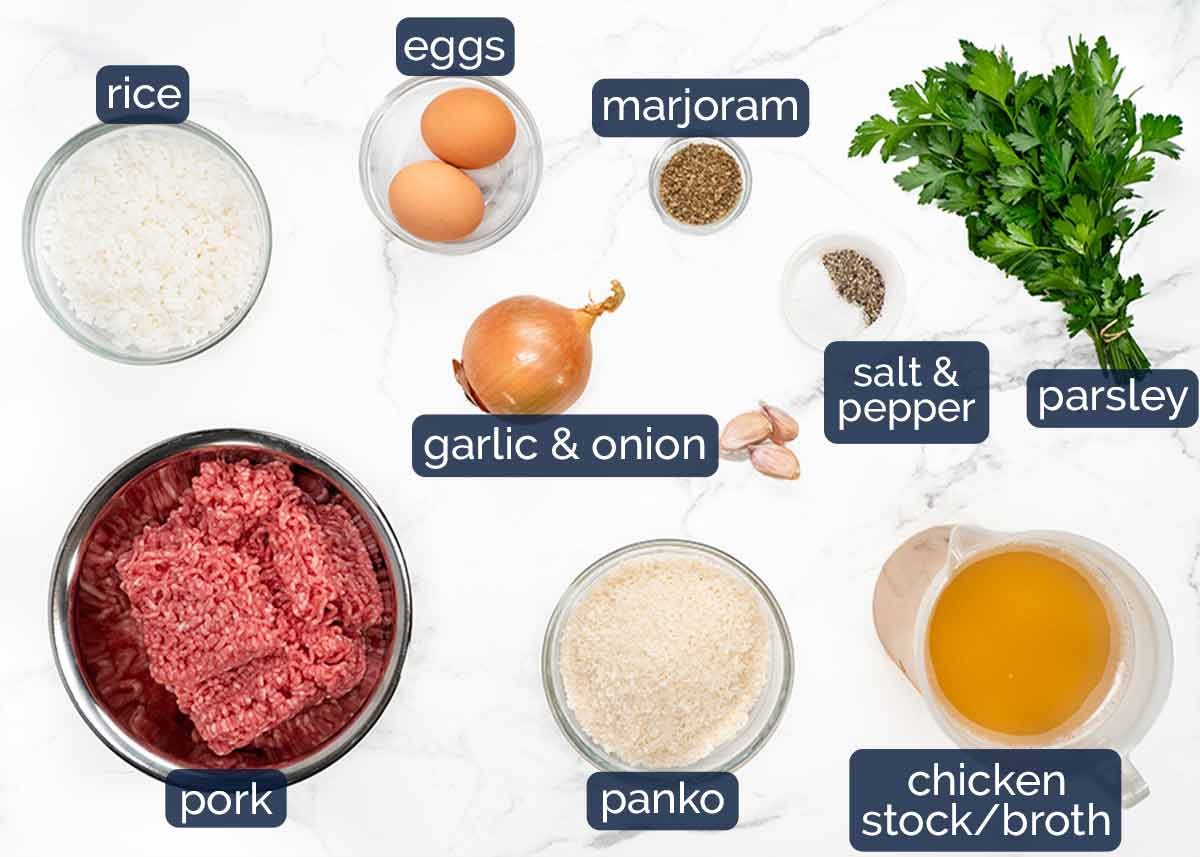 Cabbage Rolls - ingredients